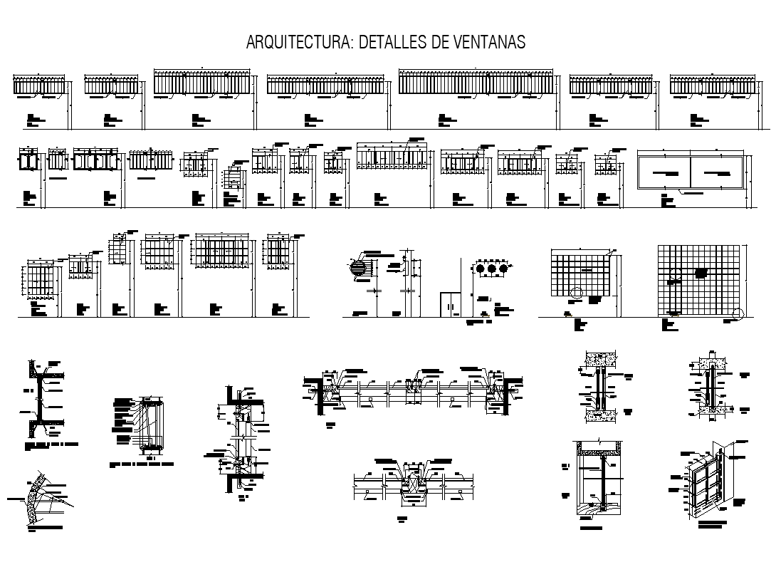 Window structure detail elevation layout autocad file - Cadbull