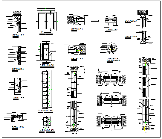 Windows details drawing - Cadbull