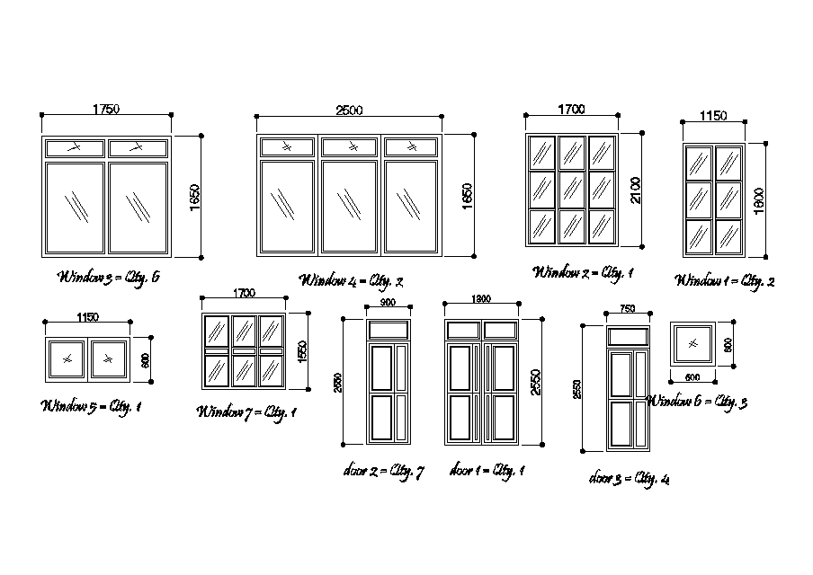 Windows and door detail for 12x14m house plan is given in this Autocad ...