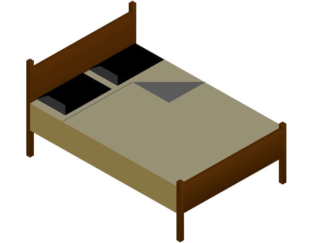 Wooden Simple Bed Design With Rendered Drawing In 3D MAX File ...