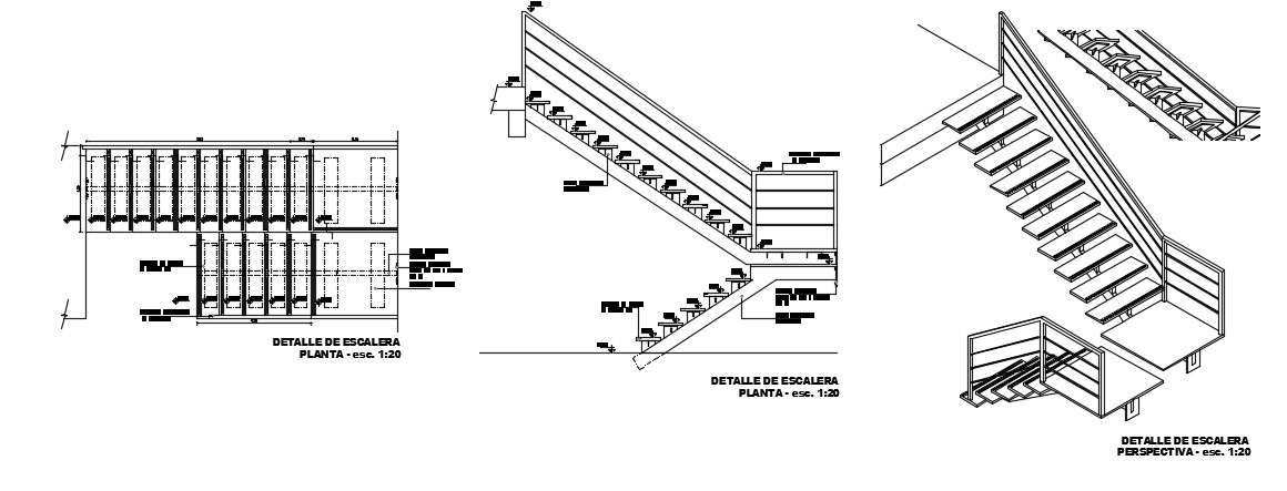 Wooden Staircase Details In Dwg File, Wooden Staircase Construction Details