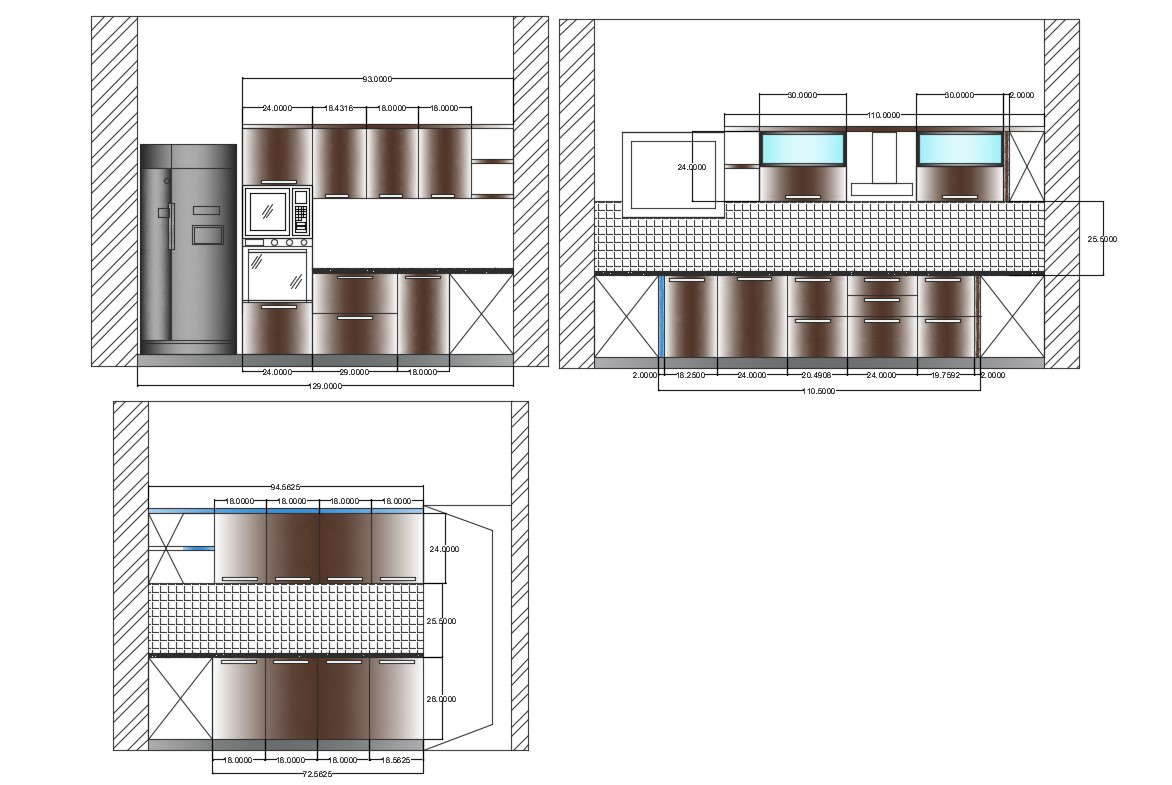 Wooden kitchen  cabinet  and furniture layout cad  drawing 