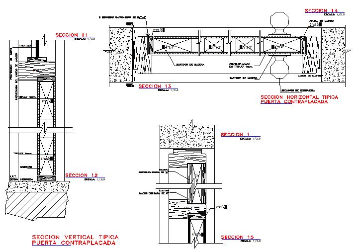 Wooden vertical door section detail dwg file - Cadbull
