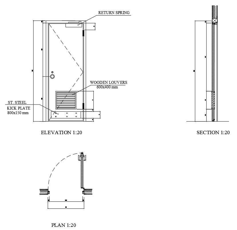 Wooden louvers on door details in AutoCAD, Dwg file. - Cadbull