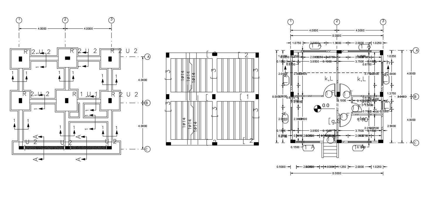 Working Design Bungalow Floor And Foundation Plan Cadbull