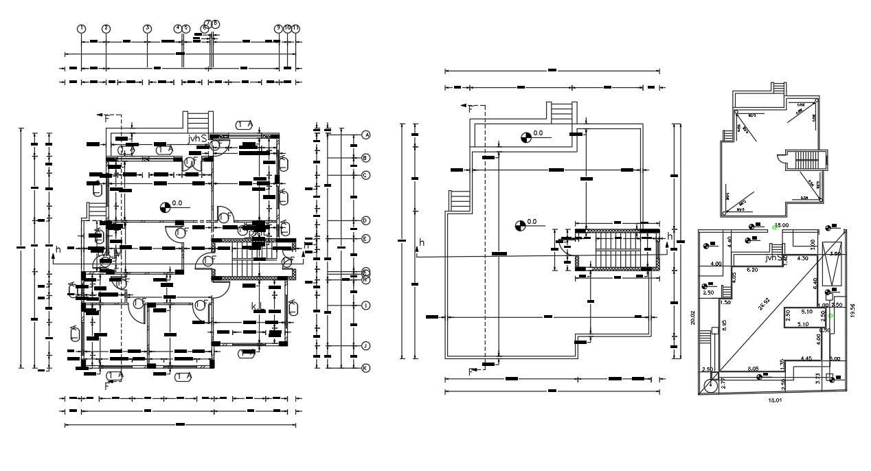 Working Drawing Bungalow Plan CAD Drawing - Cadbull