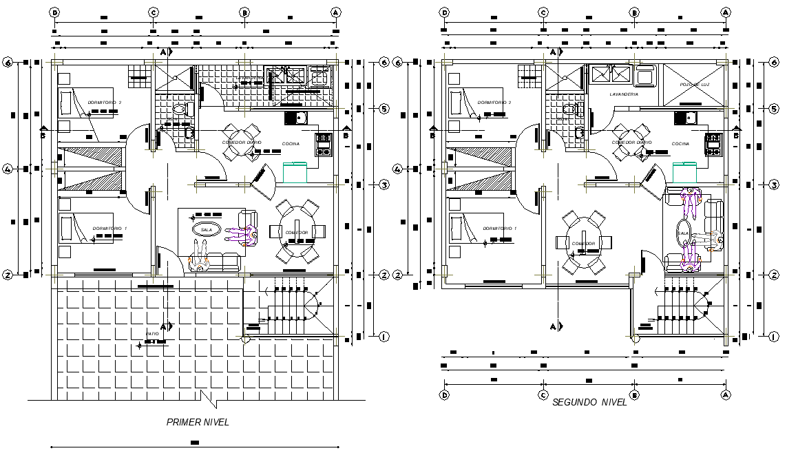 Working home plan detail dwg file - Cadbull