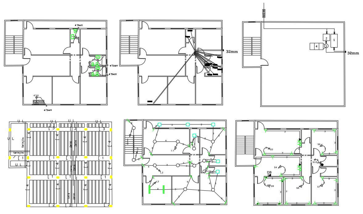 Working House Plumbing And Electrical Layout Plan DWG - Cadbull