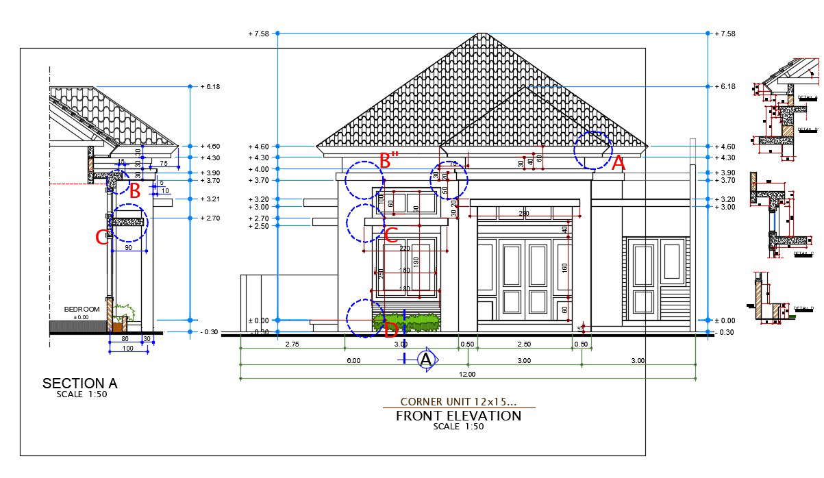 Working House Sectional Elevation Drawing CAD File - Cadbull