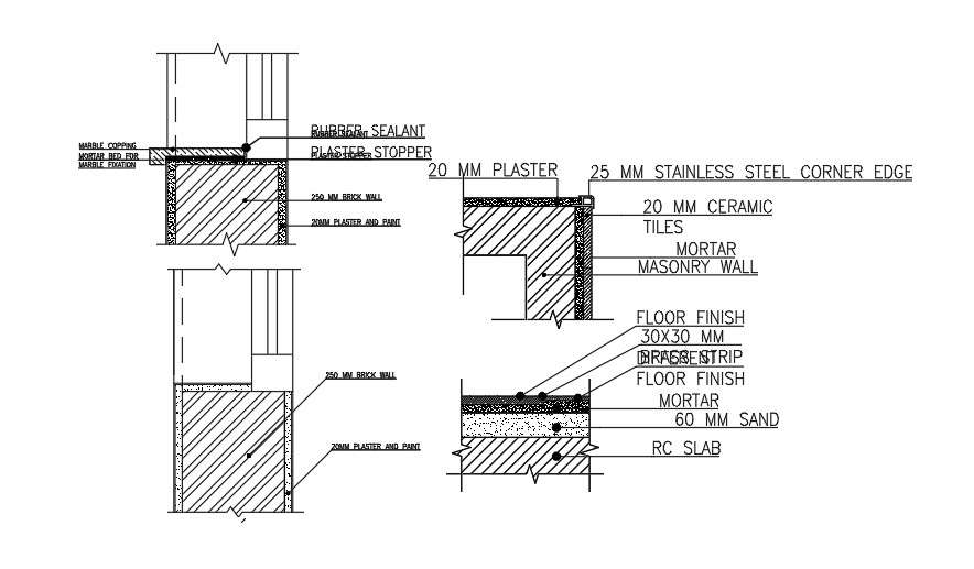 Working drawing of Wall. - Cadbull