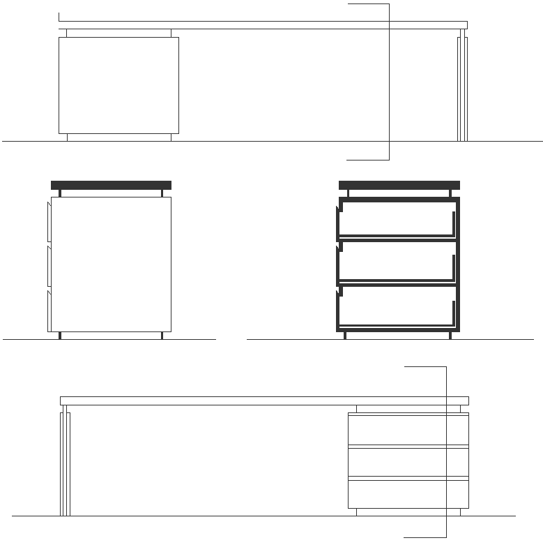 Work table design with elevation section and other details dwg autocad ...