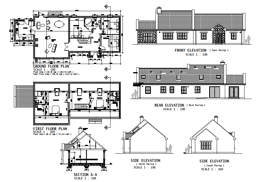 House Design DWG File - Cadbull