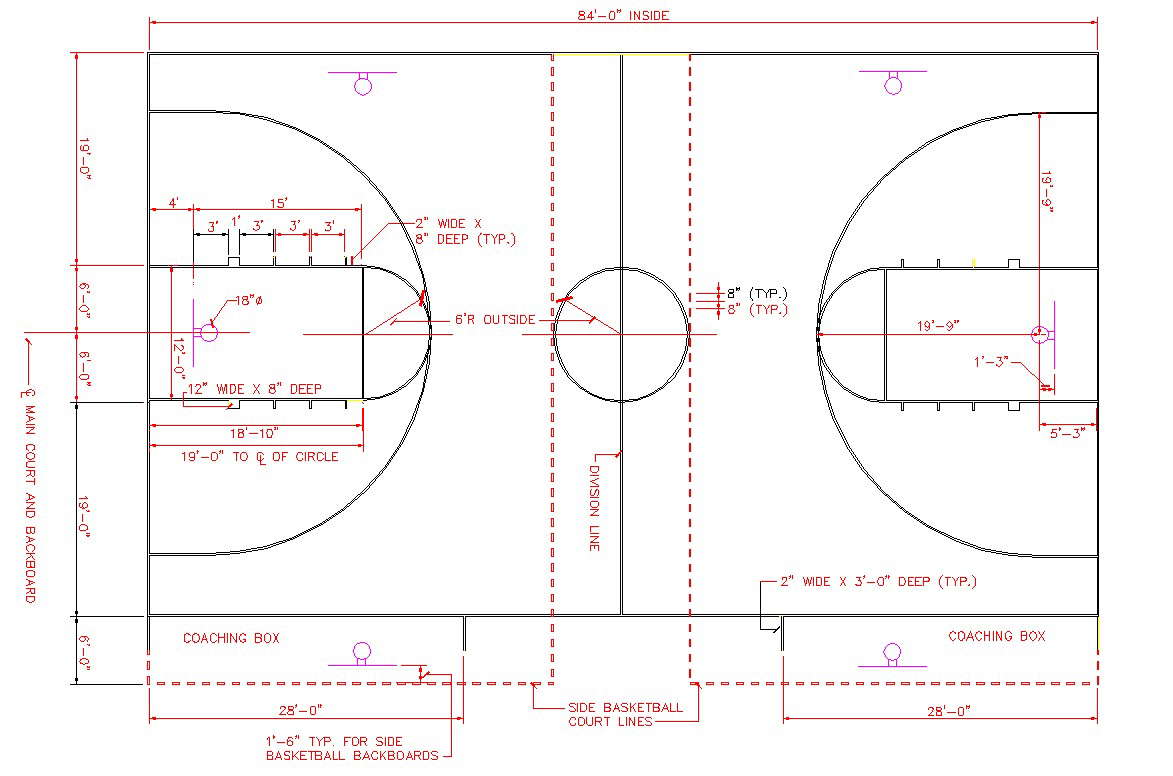 Basket Ball Ground Cad Drawing Is Given In This Cad File. Download This 