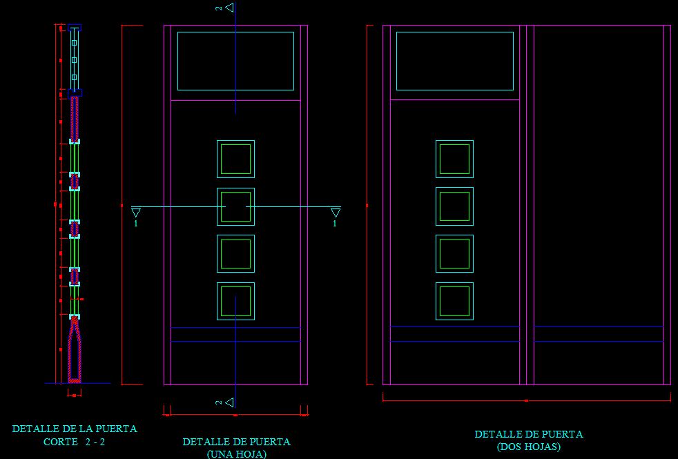  Door  elevation with section drawing is given in this 