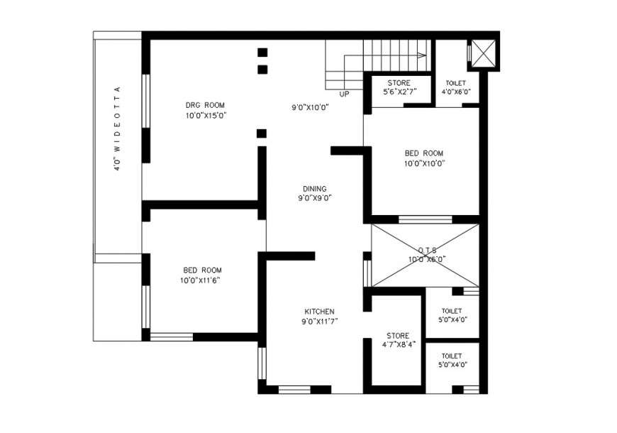 A House line plan autocad file - Cadbull