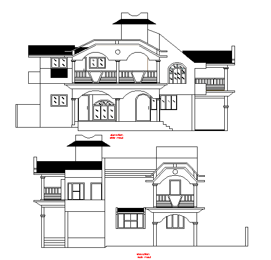 Bungalows Elevation Design - Cadbull