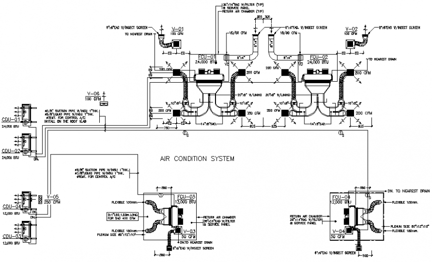  Air  condition  system electric connection cad drawing 