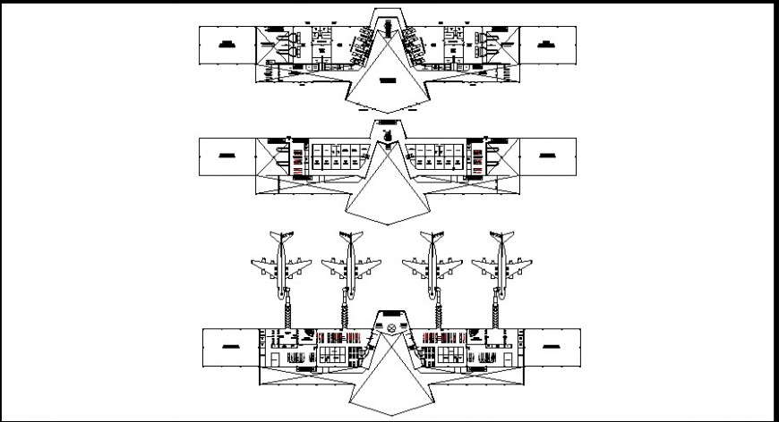 Airport top view layout plan - Cadbull