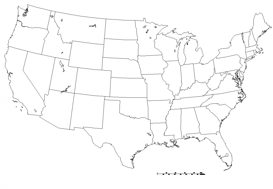 America united states map block detail elevation autocad file - Cadbull
