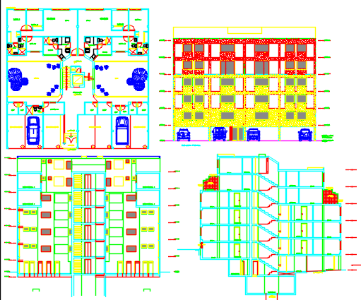 apartment building dwg file - Cadbull