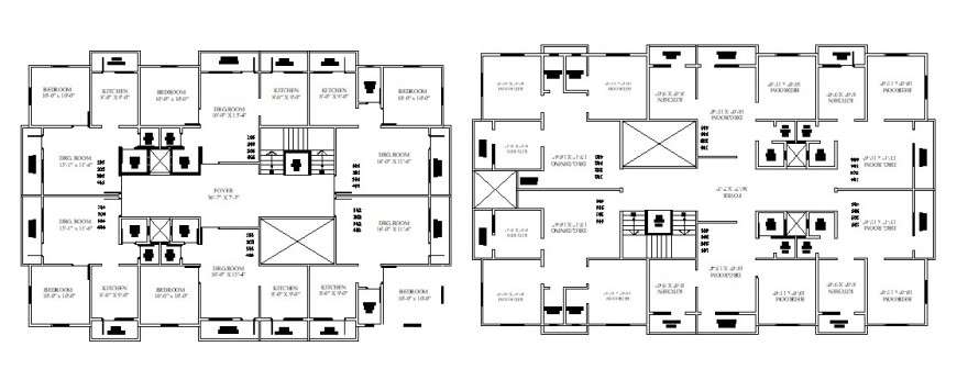 Apartment building floors layout plan cad drawing details dwg file ...