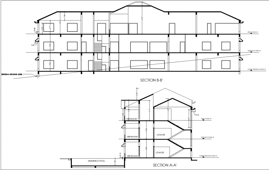 Cross Section Plan And Longitudinal Section Plan Detail Dwg File 