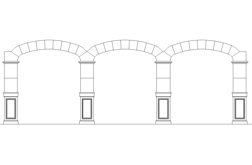 Arch elevation detail autocad file - Cadbull