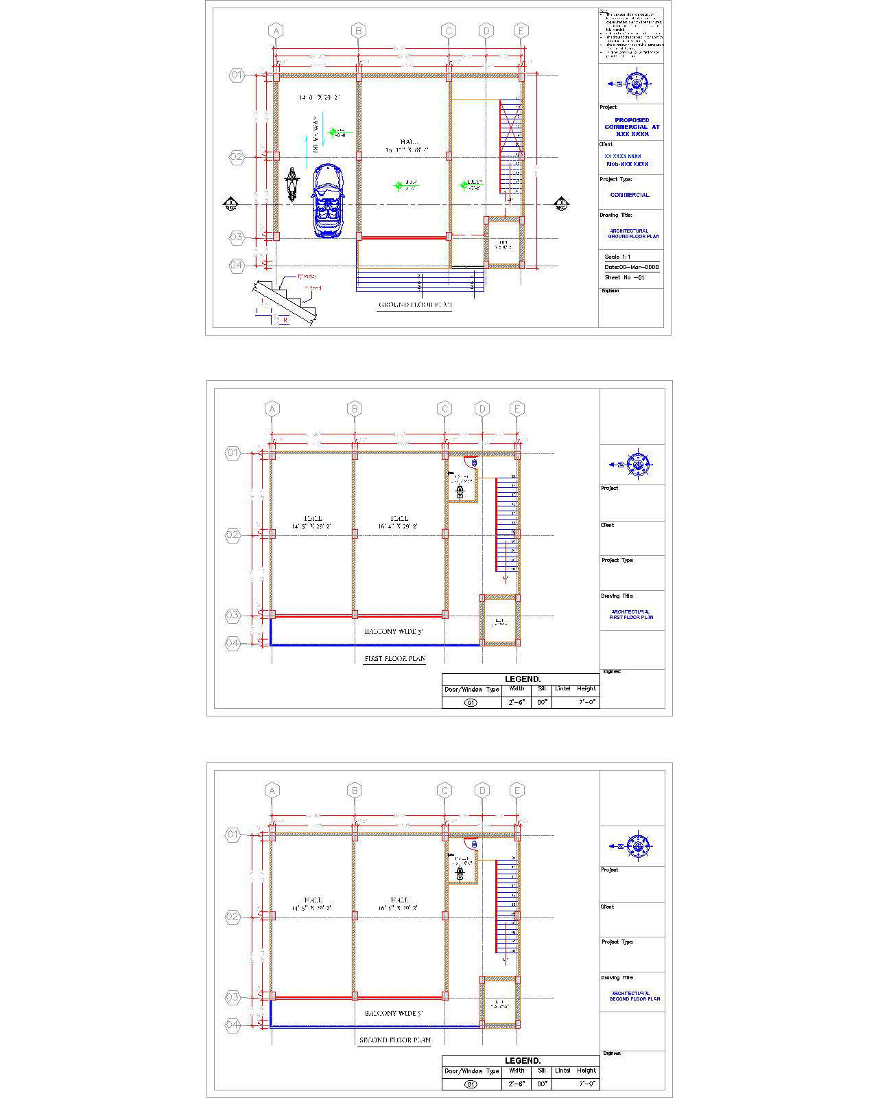 architectural plan details 45'X35' plot size - Cadbull