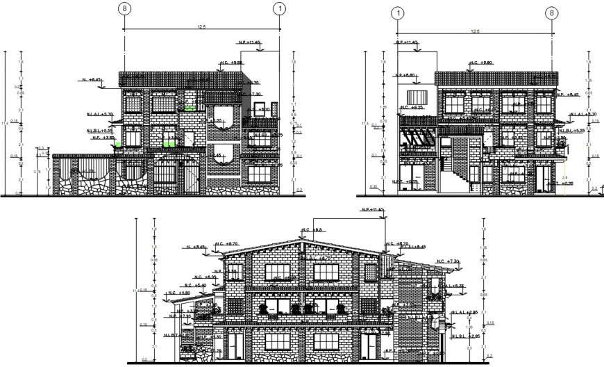 architecture elevation design cad file - Cadbull