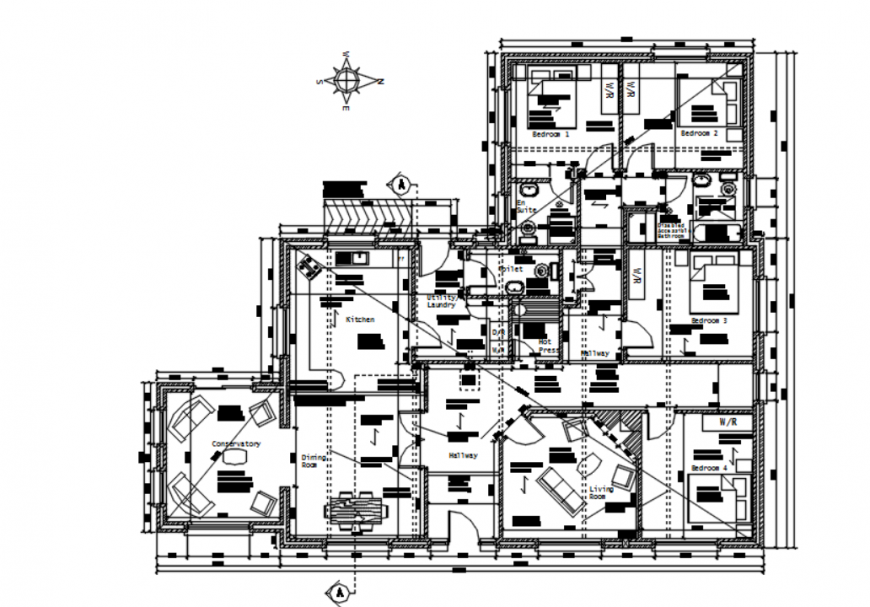 Autocad file of residential house block - Cadbull