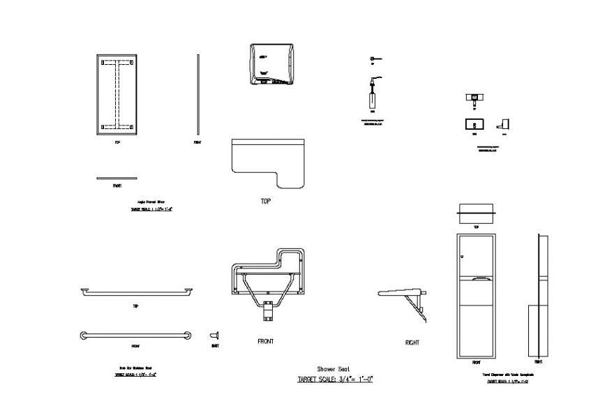 Autocad file of toilet accessories block - Cadbull
