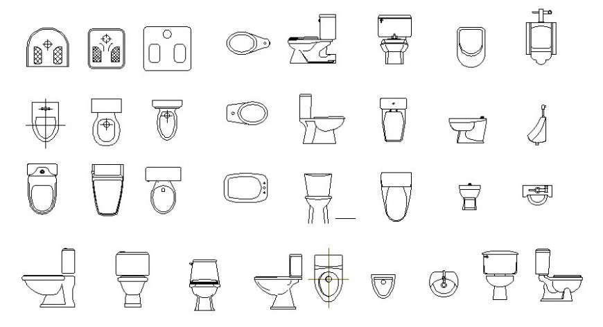 Autocad File Of Wc Blocks - Cadbull