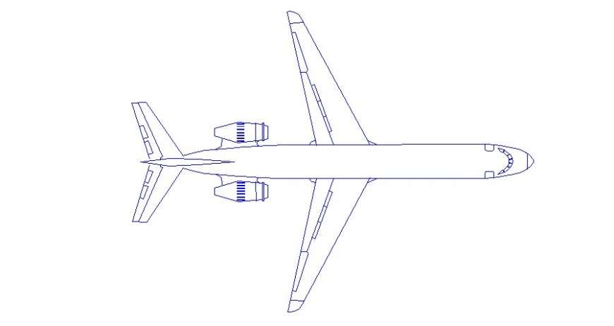 Avion airplane top view 2d elevation block cad drawing details dwg file ...
