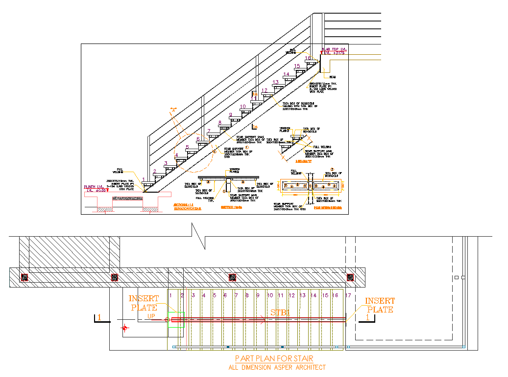 Stair case detailed drawing is given in this cad file. Download this ...