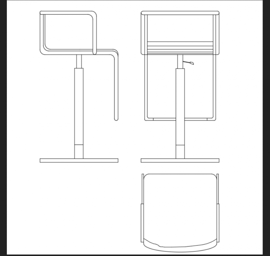 Bar stool all sided design cad block details dwg file - Cadbull
