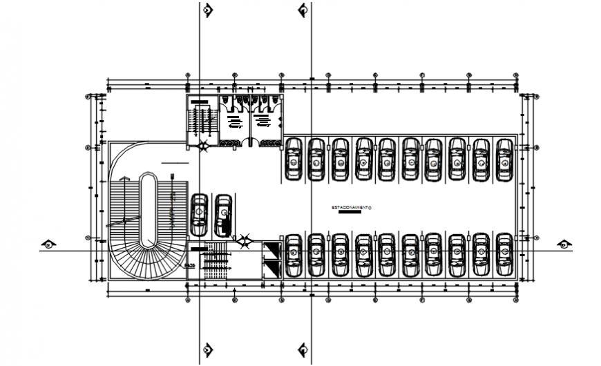 Basement parking layout plan Cadbull