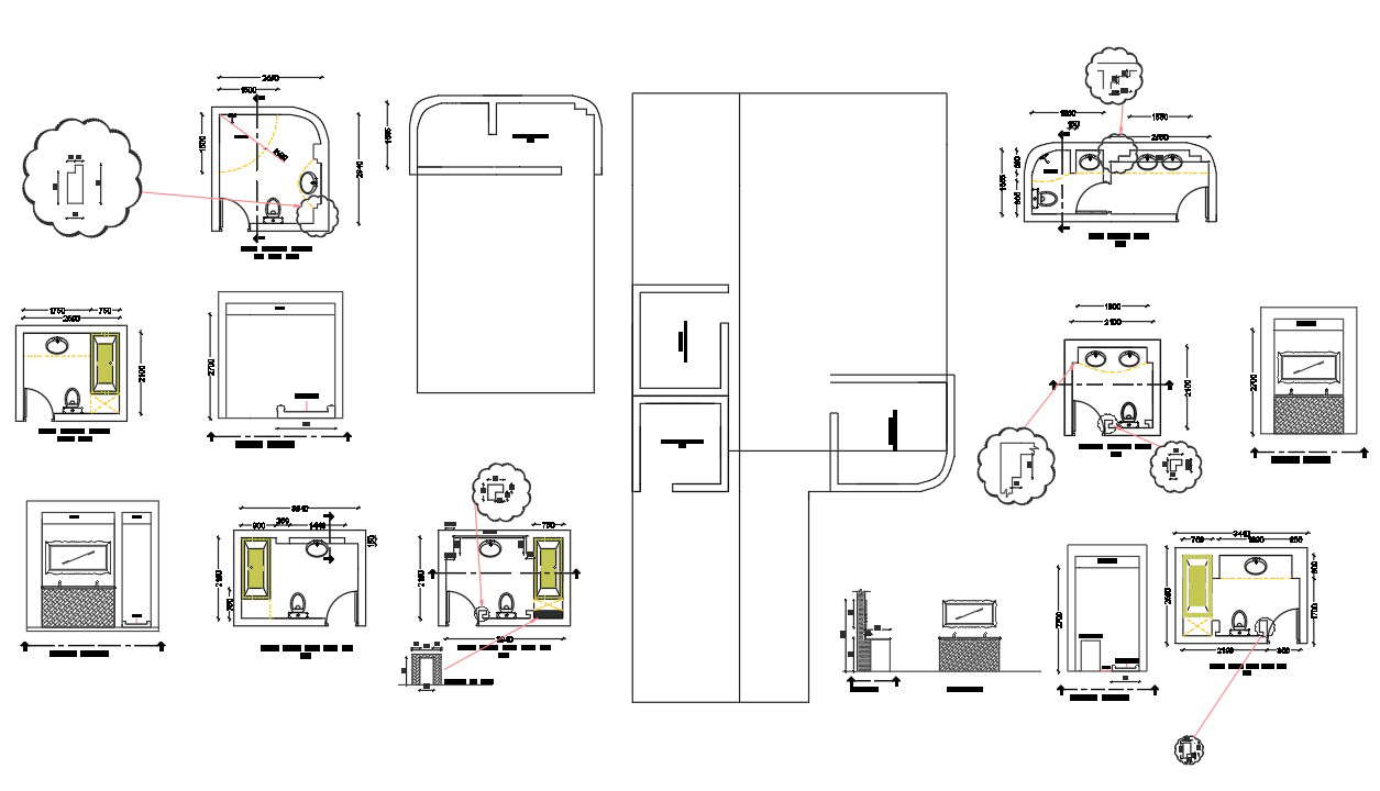 bathroom floor plan and section for AutoCAD File - Cadbull