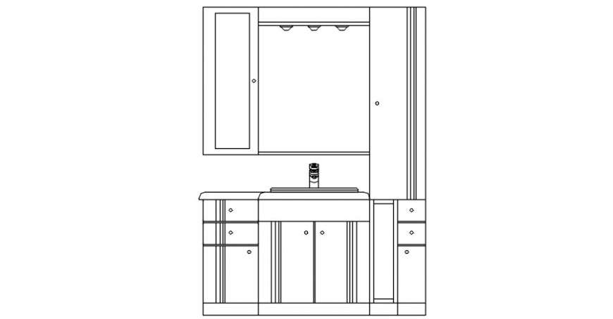 Bathroom Cabinet Main Elevation Cad Drawing Details Dwg File Cadbull - Bathroom Vanity Elevation Cad Block
