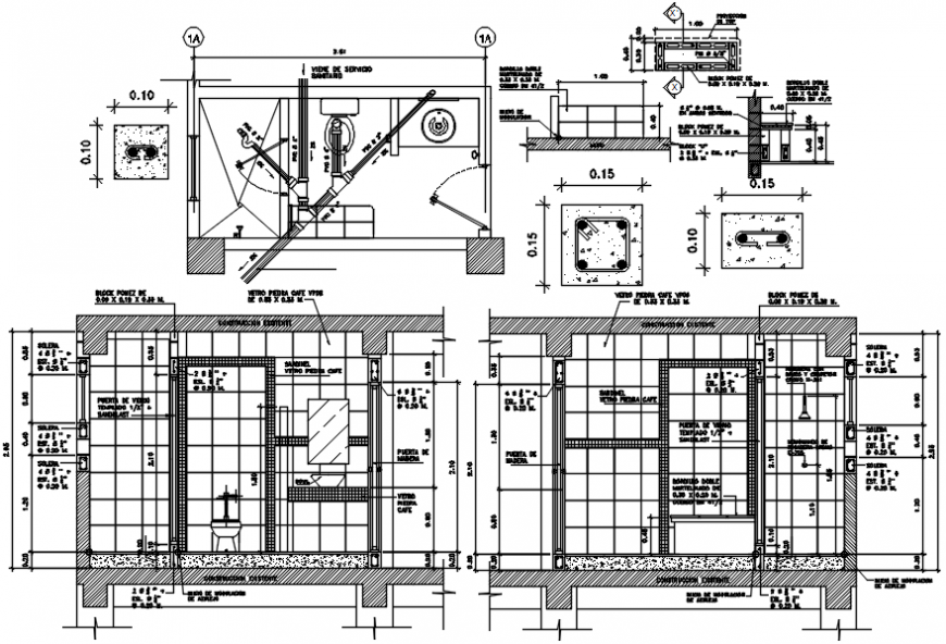 Bathroom elevation design 2d details - Cadbull