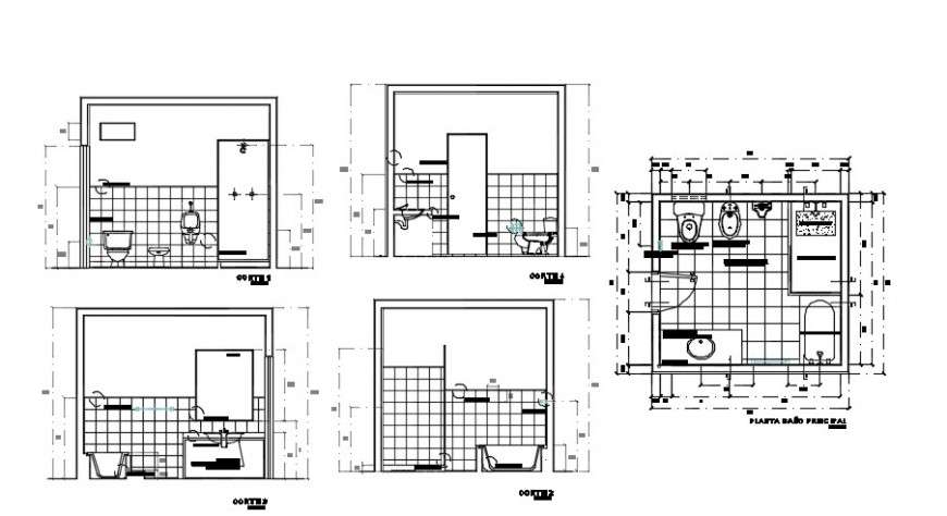 Bathroom interior project furniture detail dwg file - Cadbull