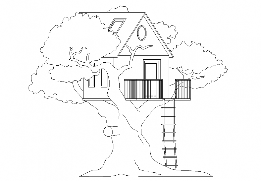 Beautiful Tree House Elevation Cad Drawing Details Dwg File Cadbull