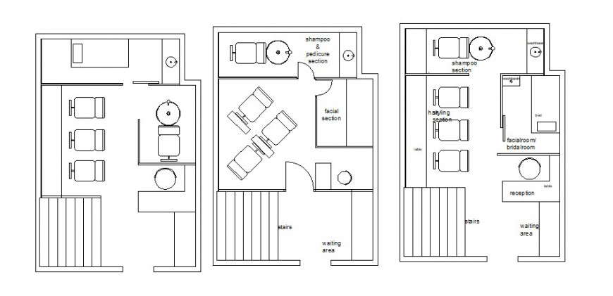 Beauty parlor floor plan in AutoCAD file - Cadbull