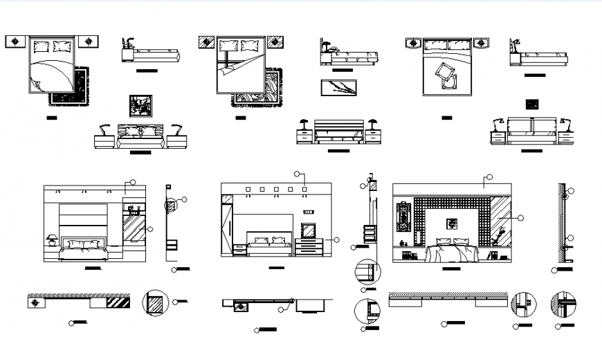 Bedroom Elevation And Section Dwg File Cadbull