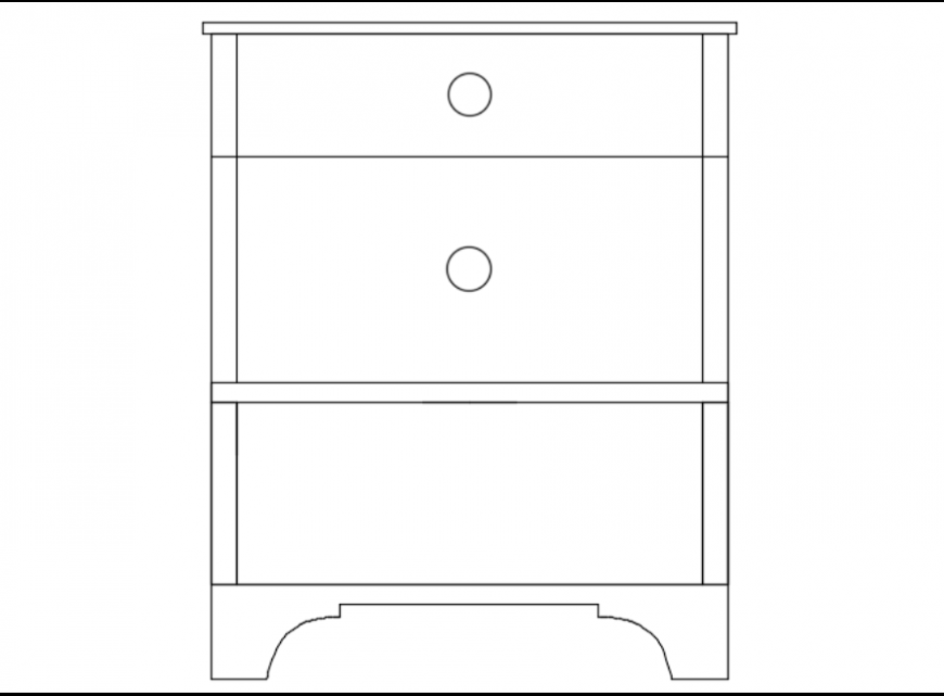 Bedside cabinet front view - Cadbull