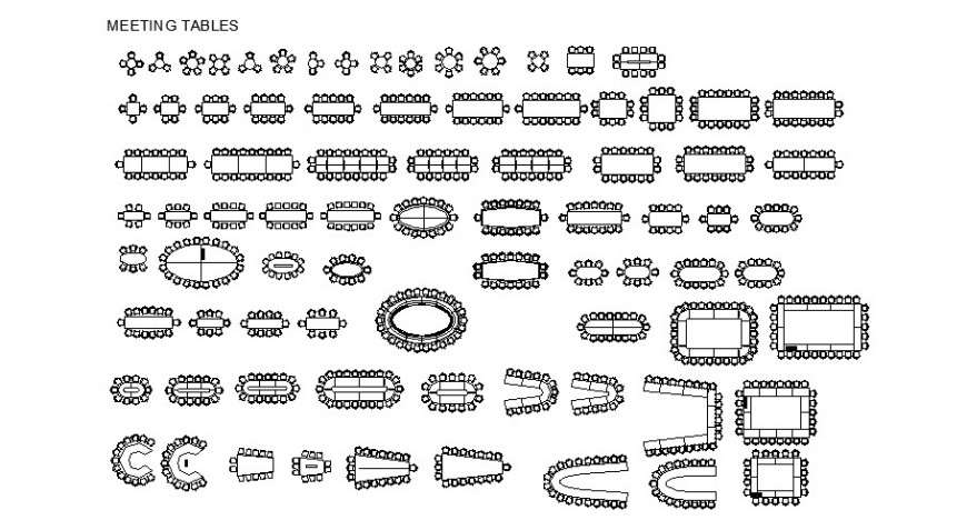 Block of different furniture table plan in auto cad file