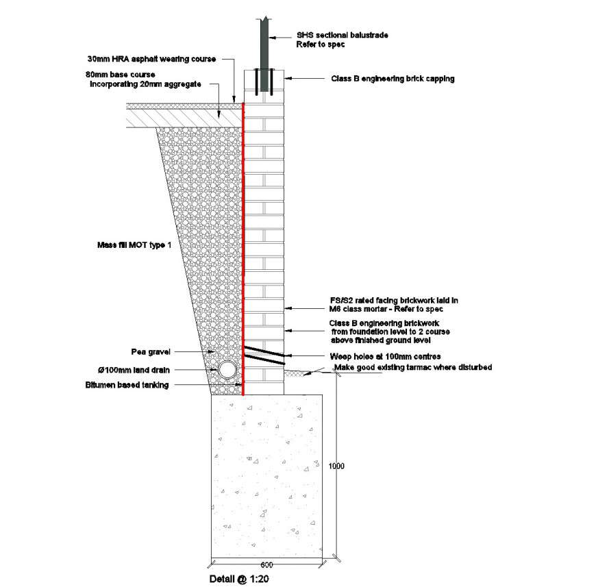 Brick wall and balustrade detail - Cadbull