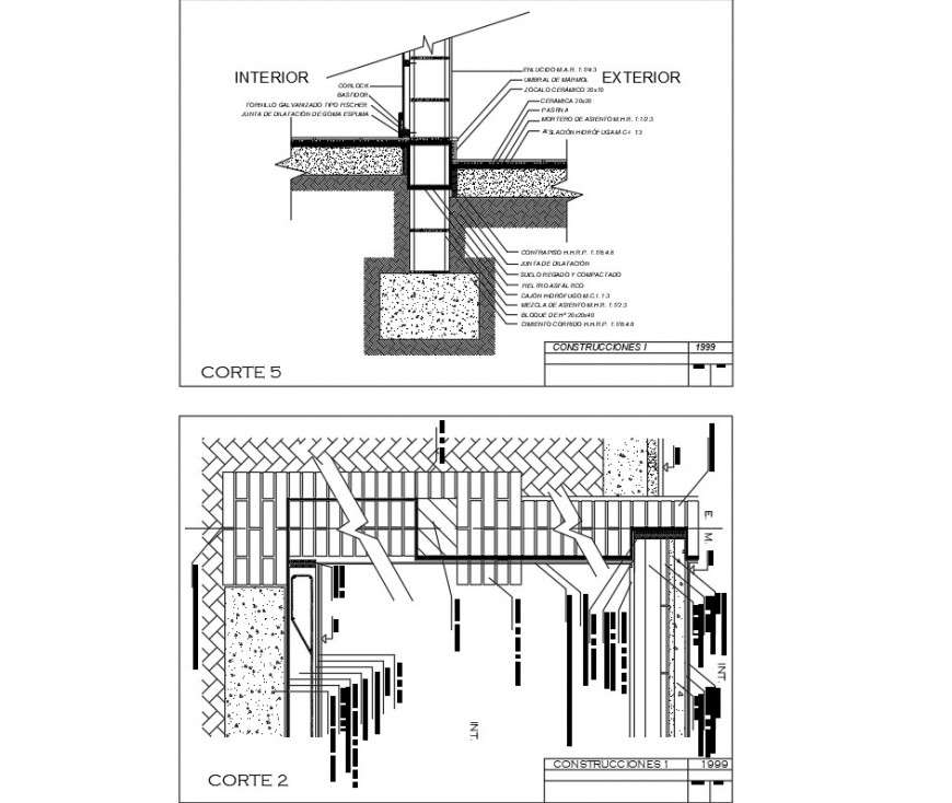 Brick wall and foundation section plan dwg file - Cadbull