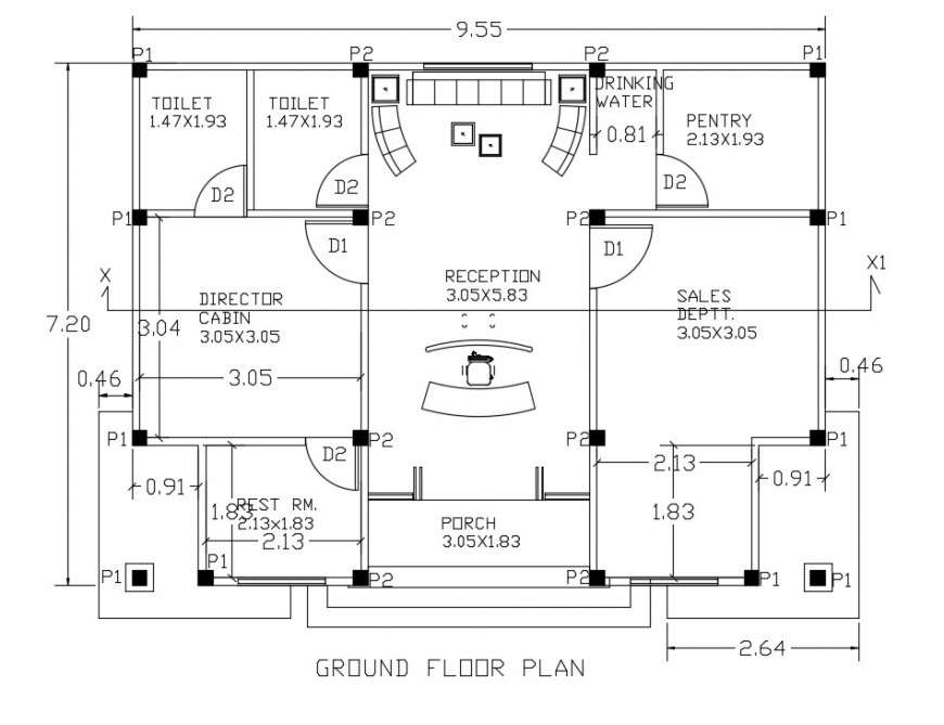 Builder office plan autocad file - Cadbull