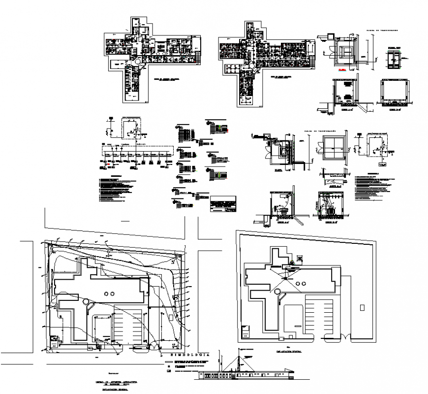 Building detail plan and elevation electrical installation 