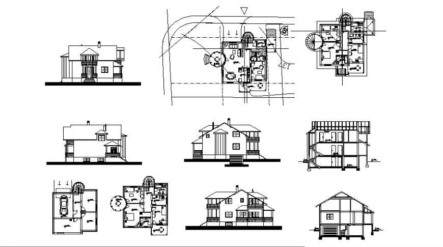 Bungalow Floor Plan And Section Elevation Drawing In Dwg File Cadbull